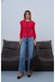 Women's Red Velvet Buttoned Knitwear Cardigan - 6