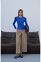 Women's Saks Blue Velvet Buttoned Knitwear Cardigan - 5
