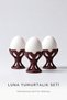 Luna Poached Egg Cups Set of 3 – Brown Egg Cups, Breakfast Presentation