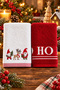 Set of 2 New Year's Embroidered Towels |   100% Cotton, 50X80 cm Hand & Face & Head Towel Set |   Christmas Gift - 6