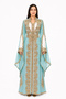 Women's Long Shiny Stone Detailed Two-Piece Kaftan