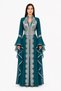 Women's Long Caftan with Embroidery and Shiny Stone Work and Butterfly Sleeves