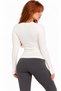 Ecru Women's Crew Neck Finger-Loop Long Sleeve Body/Blouse - 5