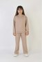 Girl's Stoned Suit Set Comfortable Fit Daily-Casual Suit Two-Piece Set — Beige - 4
