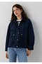 Velvet Collar Detailed Navy Blue Jacket Loose Fit / Comfortable Cut 1110916-90372 - 2