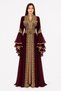 Women's Long Caftan with Hand Embellishments and Shiny Stones Work Butterfly Sleeves