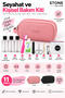 Stone 11 Piece Travel Set - with Vegan Leather Bag - Powder Pink