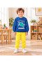 2 İpilks 100% Cotton Top and Bottom Children's Set with Turtle Pattern, Suitable for Boys' Kindergarten & Nursery