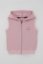 Girl's Vest with Hood and Zipper, Letter Embroidery, 3-8 Years Old, Pink - 4