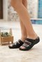 Women's Black Heel Spur Gel Sole Orthopedic Comfortable Daily Slippers
