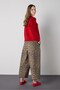 Women's Leopard Pattern Gabardine Fabric Elastic Waist Loose Cut Trousers 32109 - 4
