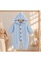 Baby Knitted and Striped Patterned Hooded Buttoned Knitwear Jumpsuit - 2