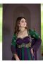 .Emerald Green & Purple Fendi Silk Embroidered Anarkali Gown Set - HRT101696 | Emerald Green & Purple-Size:3XL-46-Inches - 4