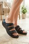 Women's Black Heel Spur Gel Sole Orthopedic Comfortable Daily Slippers - 2