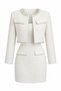 Stone and Pearl Detailed Mini Dress and Crop Jacket Premium Tweed Set