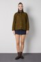 Women's Khaki Fiber Velvet Collared Coat 32105