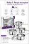 Baby 7-Piece Stainless Steel Food Set - Mini Pot Pan Sauce Bowl Steamer Sauce Milk Snack Pot
