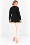 Plus Size Black Mercerized Zigzag V-Neck Knitted Patterned Stylish Mother's Knitwear Blouse - 7