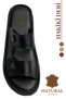 Genuine Leather Women's Slippers - Soft Thick Soled Genuine Leather Double Velcro Women's Slippers Black - 3