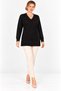 Plus Size Black Mercerized Zigzag V-Neck Knitted Patterned Stylish Mother's Knitwear Blouse - 4