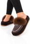 Women's Warm Feather Detailed Plush House Slippers Brown - 2