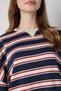 Women's Navy Blue Striped Crew Neck Oversize Sweatshirt 32096 - 3
