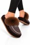 Women's Warm Feather Detailed Plush House Slippers Brown