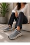 Sneaker Sports Shoes Women's Lace-Up Comfortable Daily City Use Gray Shoes - 3