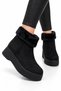 Women's Nubuck Feather Detailed Cold-Proof Boots Black