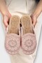 Knitted Embroidered Closed-Front Women's Slippers Pudra - 3