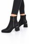 Thick Heel Pointed Toe Zippered Women's Boots Black-Silver - 4