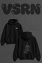 Architectural Dome Design Back Printed Oversize Black Hooded Sweatshirt