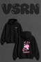 Twice Kpop Vinyl Design Back Printed Oversize Black Hooded Sweatshirt