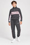 63810-26 Boy's Zippered Stand Collar Active Printed Burgundy Striped Tracksuit Set 11-14 Years