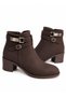 Women's Emerald Smoked Silver Buckle Modern Zippered Thick Heeled Ankle Boots - 3