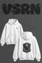Fallen Angel Sword Design Back Printed Oversize White Hooded Sweatshirt