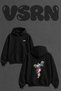 Bodybuilder Barbell Design Back Printed Oversize Black Hooded Sweatshirt