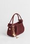 Women's Jasmine Burgundy Suede Drawstring Knot Handle Mini Hand and Shoulder Bag with Star Accessories