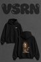 Hunter Deer Dog Design Back Printed Oversize Black Hooded Sweatshirt