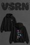 Space Universe Design Back Printed Oversize Black Hooded Sweatshirt