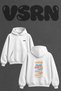 Risarodil Blood Guts Design Back Printed Oversize White Hooded Sweatshirt