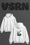 Deer Nature Design Back Print Oversize White Hooded Sweatshirt