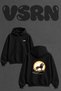 Lion King Design Back Printed Oversize Black Hooded Sweatshirt