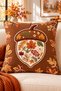 Set of 4 Autumn-Themed Throw Pillow Covers – 3D Embroidery Look with Maple Leaf, Squirrel, and Acorn Patterns 43X43 cm – (Double-Sided) - 5