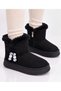Girls' Black Colorful Fur Inside, Lightweight and Flexible, Stylish Boots with Bead Details and Non-Slip Soles