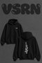 Tiger Katana Design Back Printed Oversize Black Hooded Sweatshirt
