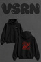 Heart Earth Peace Design Back Printed Oversize Black Hooded Sweatshirt