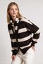 Scarf with Glitter Stripes Oversized Knitwear Cardigan Lyy0155 Brown Bone - 3