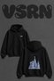St Basils Design Back Printed Oversize Black Hooded Sweatshirt