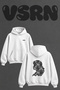 Lace Women's Profi Design Back Printed Oversize White Hooded Sweatshirt